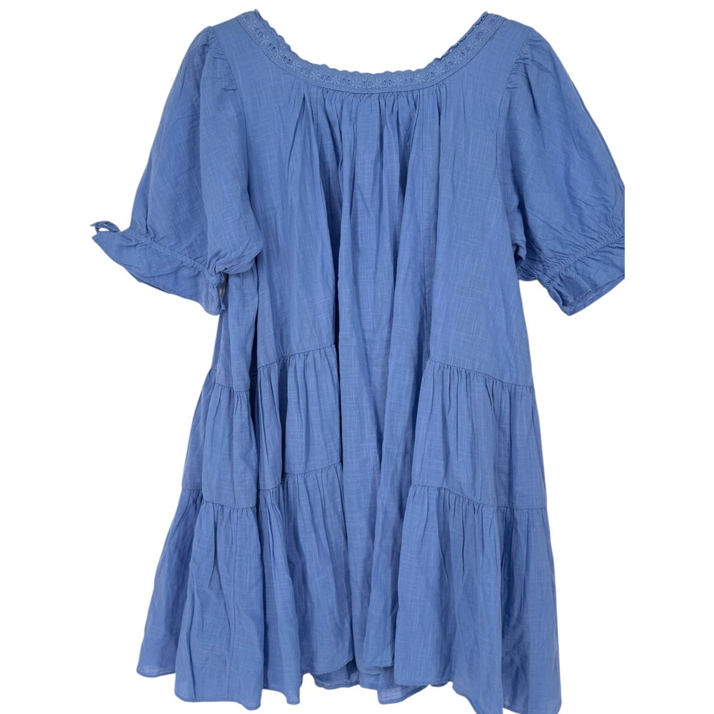 Free People Sandy Shores Tiered Babydoll Mini Dress Cornflower Blue Size Medium - Picture 5 of 13